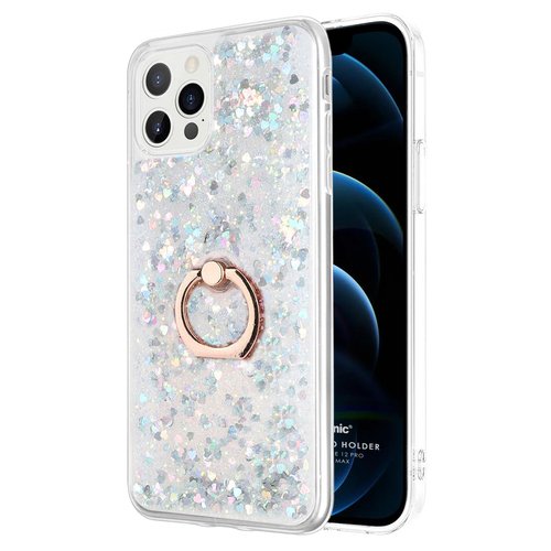 Microsonic Apple iPhone 12 Pro Kılıf Glitter Liquid Holder Gümüş