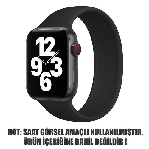 Microsonic Apple Watch Series 9 45mm Kordon, (Medium Size, 155mm) New Solo Loop Siyah