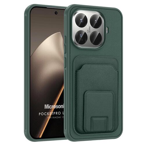 Microsonic Xiaomi 15T Pro Kılıf PocketPro Litchi Koyu Yeşil