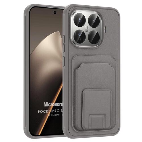Microsonic Xiaomi 15T Pro Kılıf PocketPro Litchi Gri