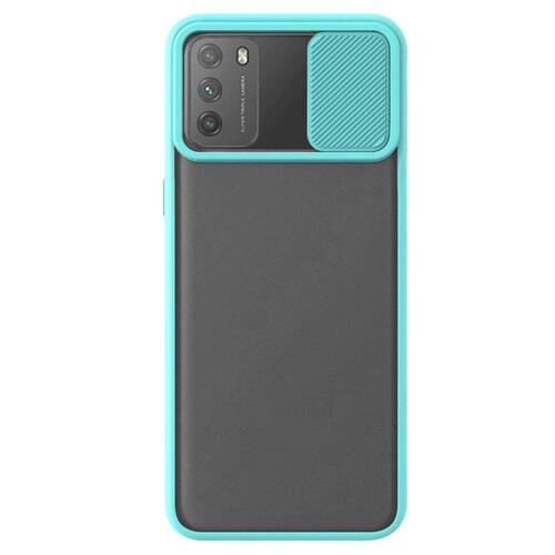 Microsonic Xiaomi Poco M3 Kılıf Slide Camera Lens Protection Turkuaz