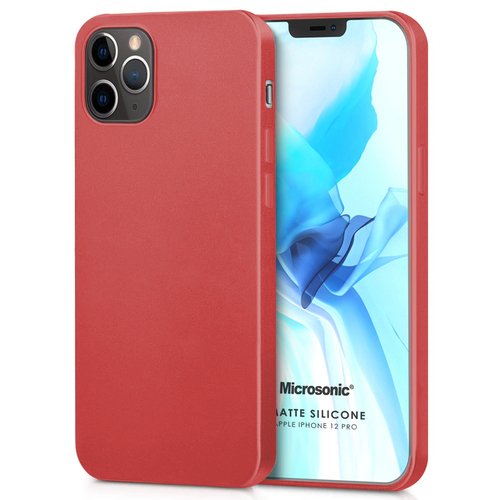 Microsonic Matte Silicone Apple iPhone 12 Pro Kılıf Kırmızı