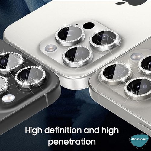 Microsonic Xiaomi Redmi Note 13 5G Tekli Diamond Taşlı Kamera Koruma Camı Siyah