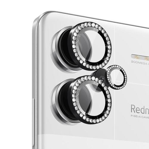 Microsonic Xiaomi Redmi Note 13 Pro Plus 5G Tekli Diamond Taşlı Kamera Koruma Camı Siyah