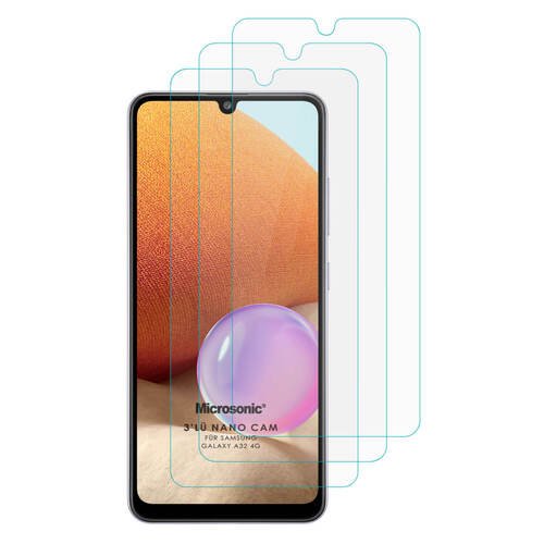 Microsonic Samsung Galaxy A32 4G Screen Protector Nano Glass Cam Ekran Koruyucu (3'lü Paket)