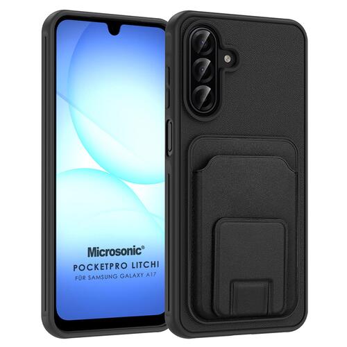 Microsonic Samsung Galaxy A17 Kılıf PocketPro Litchi Siyah
