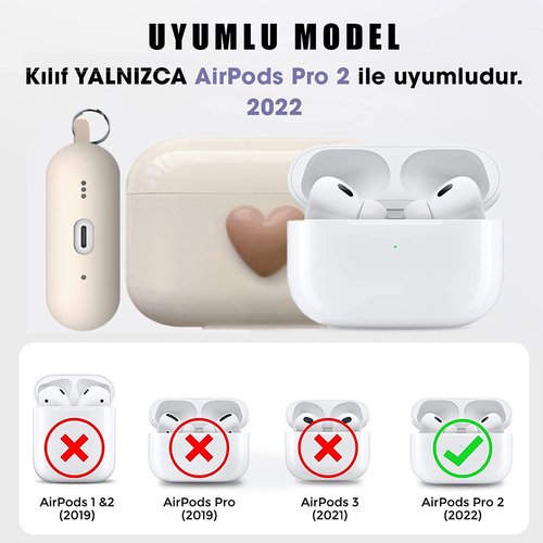 Microsonic AirPods Pro 2.Nesil Kılıf Süslü Kalp Desenli Kırmızı