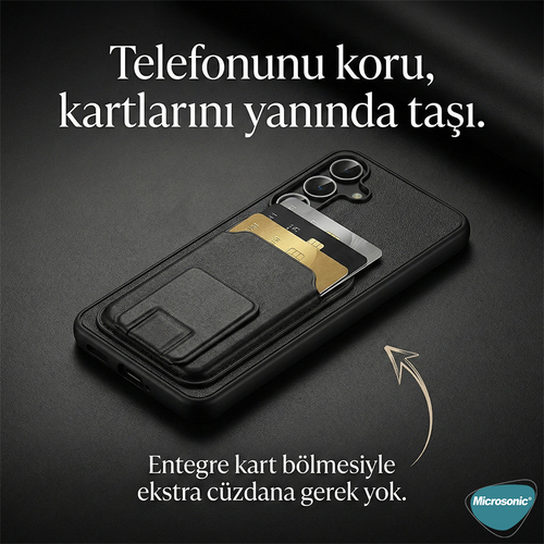 Microsonic Samsung Galaxy A17 Kılıf PocketPro Litchi Koyu Yeşil