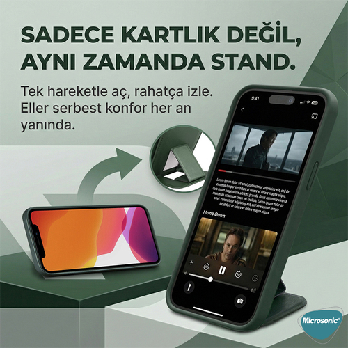 Microsonic Samsung Galaxy A17 Kılıf PocketPro Litchi Koyu Yeşil