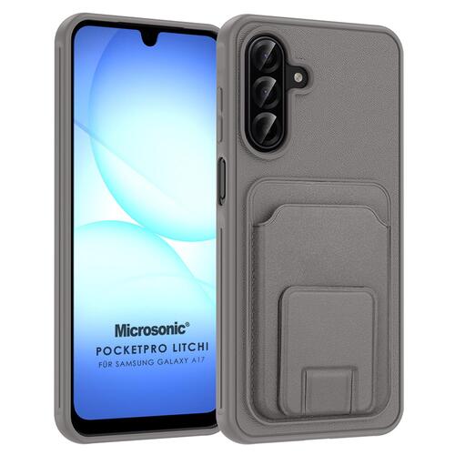 Microsonic Samsung Galaxy A17 Kılıf PocketPro Litchi Gri