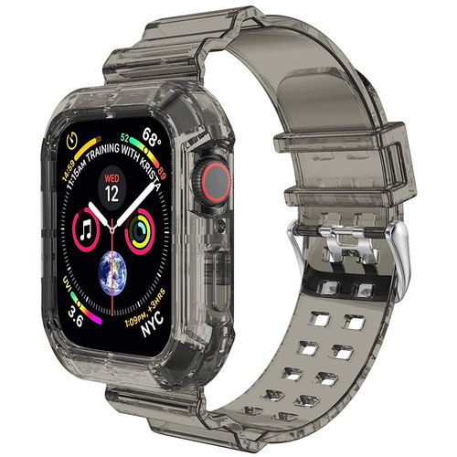 Microsonic Apple Watch Series 11 46mm Kordon Transparent Clear Band Siyah
