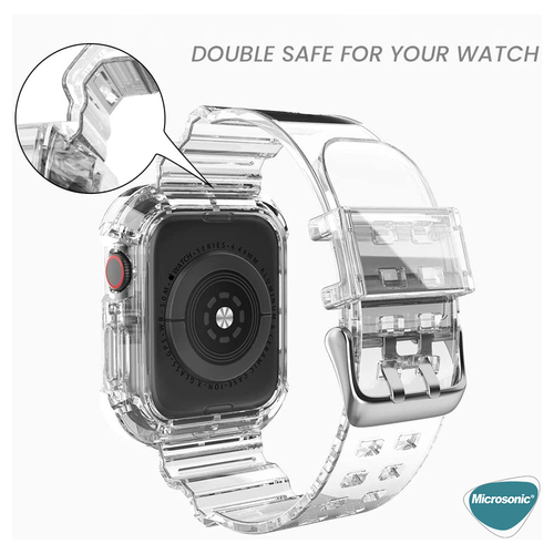 Microsonic Apple Watch Series 11 46mm Kordon Transparent Clear Band Şeffaf