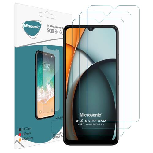 Microsonic Xiaomi Redmi A3 Screen Protector Nano Glass Cam Ekran Koruyucu (3`lü Paket)