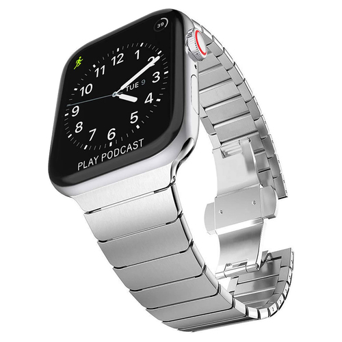 Microsonic Apple Watch Series 11 46mm Kordon Link Bracelet Band Gümüş