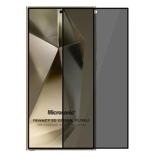 Microsonic Samsung Galaxy S25 Ultra Privacy 5D Gizlilik Filtreli Cam Ekran Koruyucu Siyah