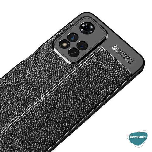 Microsonic Xiaomi Redmi Note 11 Pro Kılıf Deri Dokulu Silikon Siyah