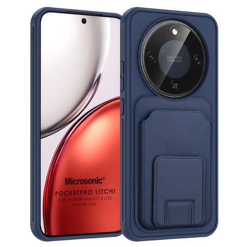 Microsonic Honor Magic 8 Lite Kılıf PocketPro Litchi Lacivert