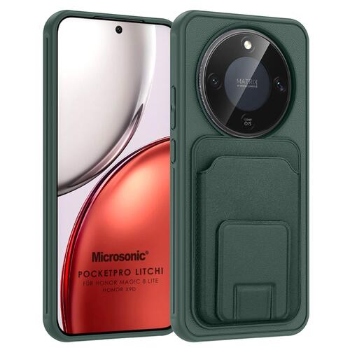 Microsonic Honor Magic 8 Lite Kılıf PocketPro Litchi Koyu Yeşil