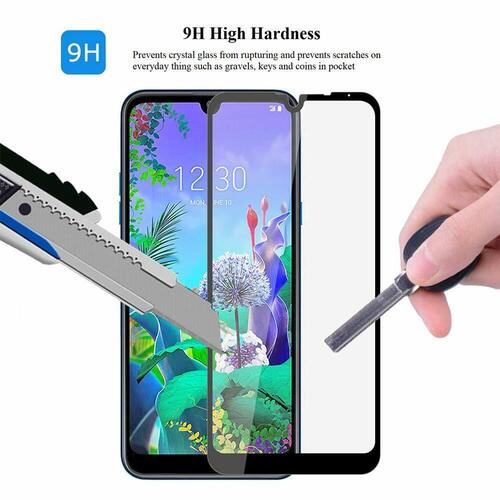 Microsonic LG Q60 Tam Kaplayan Temperli Cam Ekran Koruyucu Siyah