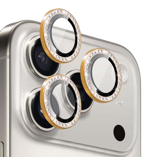 Microsonic Apple iPhone 17 Pro Max Tekli Diamond Taşlı Kamera Koruma Camı Turuncu