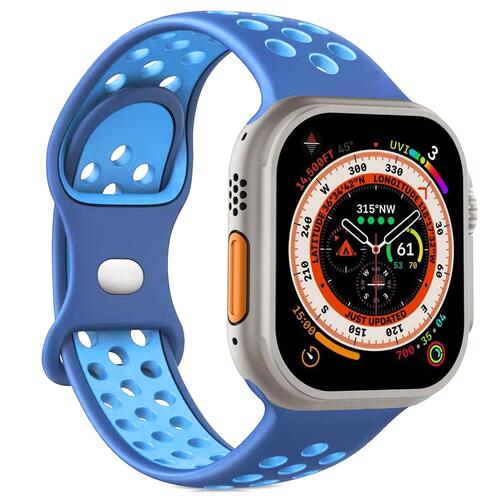 Microsonic Apple Watch Series 11 46mm Kordon Rainbow Band Mavi Turkuaz