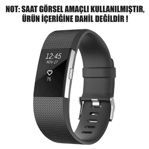 Microsonic Fitbit Charge 2 Kordon, Silicone Sport Band Siyah