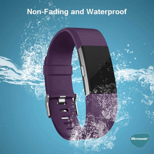 Microsonic Fitbit Charge 2 Kordon, Silicone Sport Band Siyah