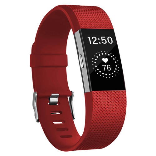 Microsonic Fitbit Charge 2 Kordon, Silicone Sport Band Kırmızı