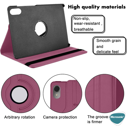 Microsonic Samsung Galaxy Tab S10 FE Kılıf 360 Rotating Stand Deri Mor