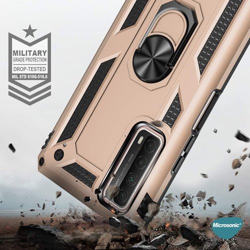 Microsonic Huawei P Smart 2021 Kılıf Military Ring Holder Kırmızı