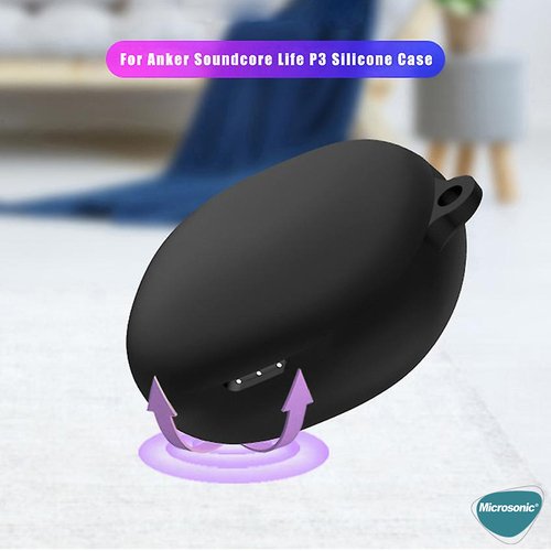 Microsonic Anker SoundCore Life P3 Kılıf Askılı Mat Silikon Siyah