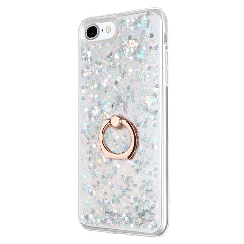 Microsonic Apple iPhone 7 Kılıf Glitter Liquid Holder Gümüş