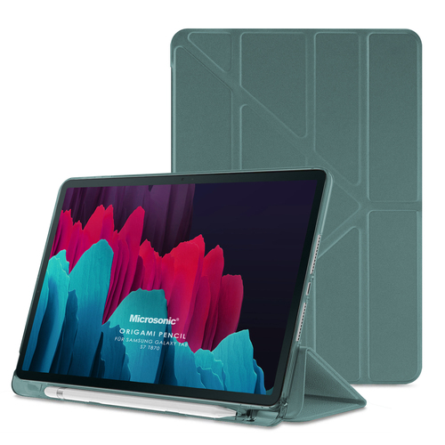 Microsonic Samsung Galaxy Tab S10 FE Kılıf Origami Pencil Koyu Yeşil