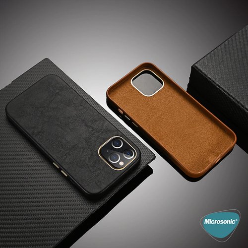 Microsonic Apple iPhone 13 Pro Kılıf Luxury Leather Kahverengi