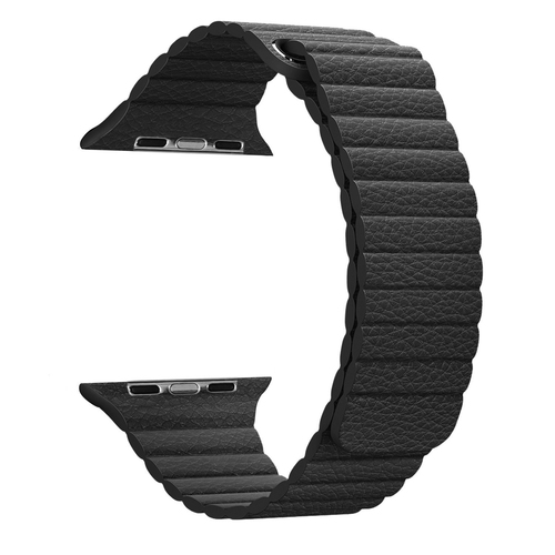 Microsonic Apple Watch Series 11 46mm Twist Leather Loop Kordon Siyah