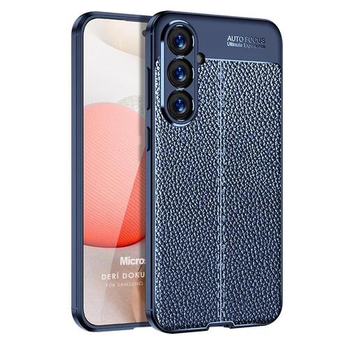 Microsonic Samsung Galaxy A17 Kılıf Deri Dokulu Silikon Lacivert