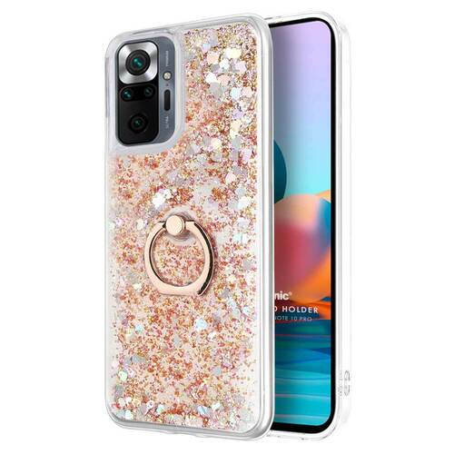 Microsonic Xiaomi Redmi Note 10 Pro Kılıf Glitter Liquid Holder Gold