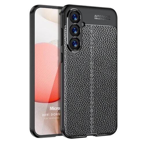 Microsonic Samsung Galaxy A17 Kılıf Deri Dokulu Silikon Siyah
