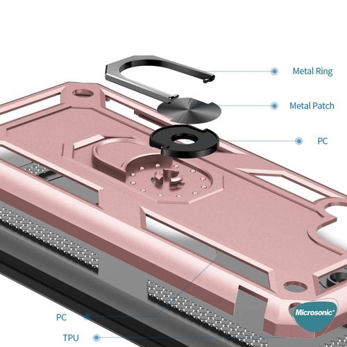 Microsonic Oppo Reno 4 Lite Kılıf Military Ring Holder Siyah