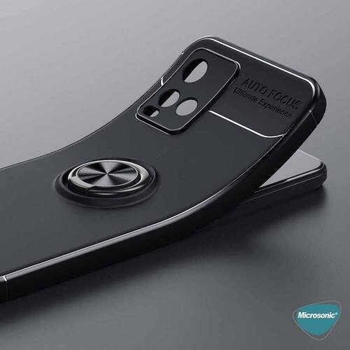 Microsonic Vivo Y32 Kılıf Kickstand Ring Holder Siyah