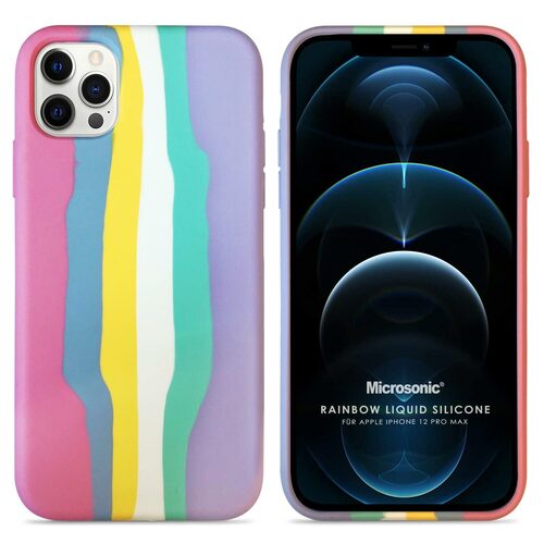 Microsonic Apple iPhone 12 Pro Max Kılıf Painted Rainbow Pattern Renkli