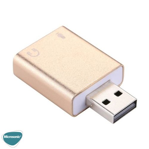 Microsonic USB Sound Card, USB to 3.5mm Kulaklık ve Mikrofon Çevirici Adaptör Gold