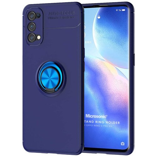 Microsonic Oppo Reno 5 Pro 5G Kılıf Kickstand Ring Holder Lacivert