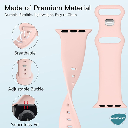 Microsonic Apple Watch Series 11 46mm Kordon ActiveFlex Wristband Rose Gold