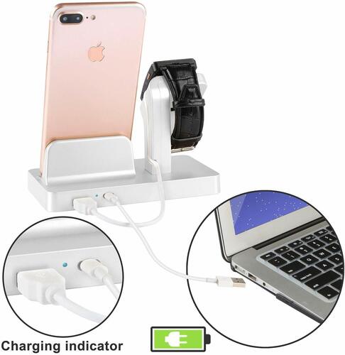 Microsonic Apple Watch ve Lightning 2 in 1 Masaüstü Şarj Standı Dock Beyaz