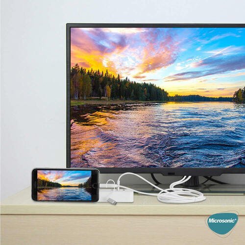 Microsonic 3 in 1 HDTV Kablo, HDMI to USB, Lightning, Micro USB, Type-C Dönüştücü Kablo Gri
