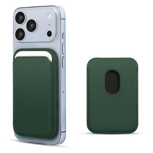 Microsonic Apple iPhone 17 Pro Max Leather Wallet MagSafe Koyu Yeşil