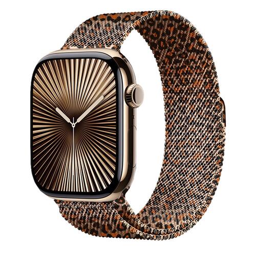 Microsonic Apple Watch Series 11 42mm Kordon Luxe Metal Leopard Rose Gold