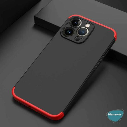 Microsonic Apple iPhone 13 Pro Kılıf Double Dip 360 Protective Kırmızı