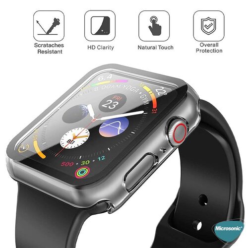 Microsonic Apple Watch Series 11 42mm Kılıf Diamond Taşlı Clear WatchBand Şeffaf